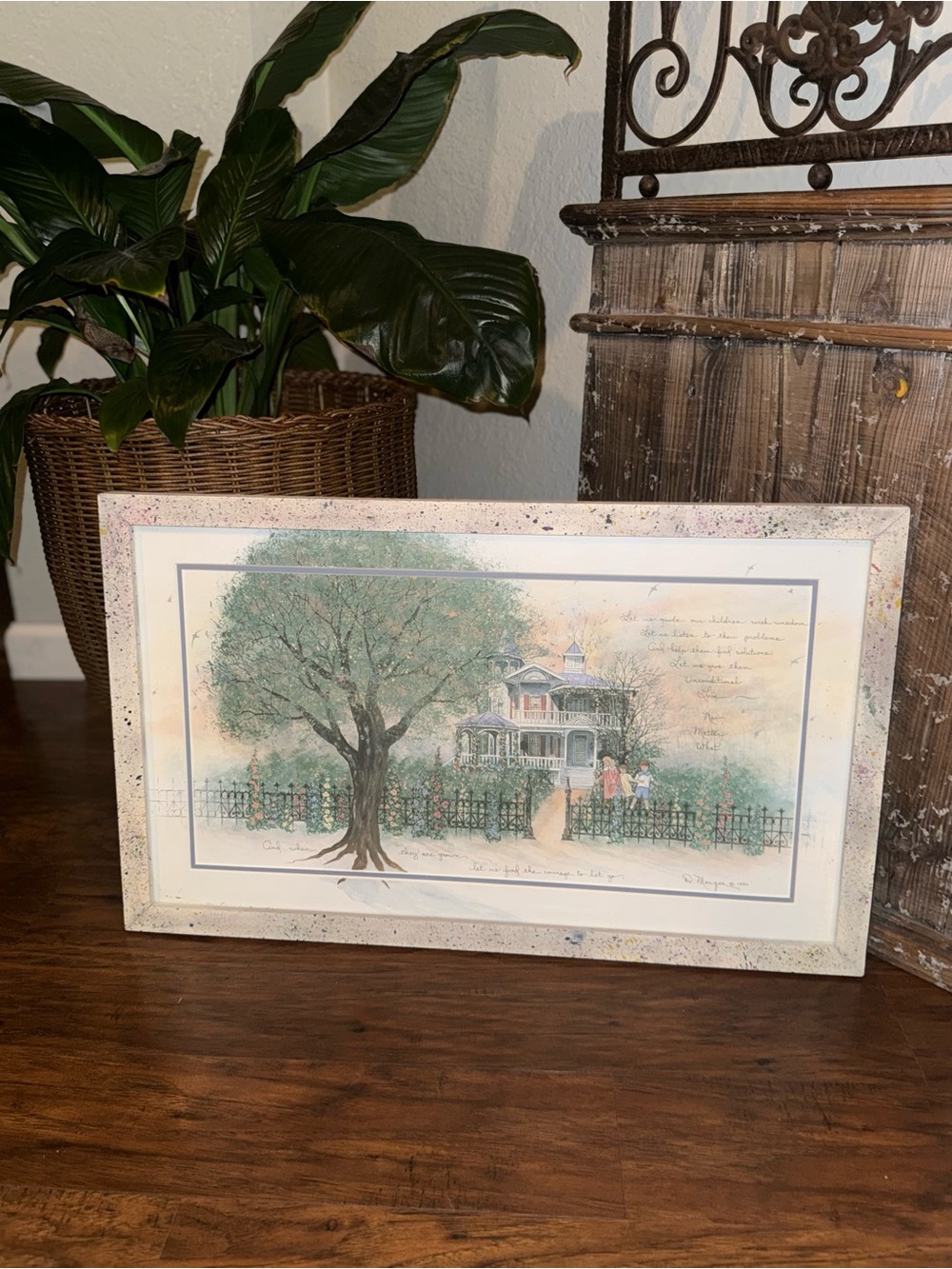 Vintage D.Morgan Print "Let Us Guide our Children" 1990, 25.5x16 Framed